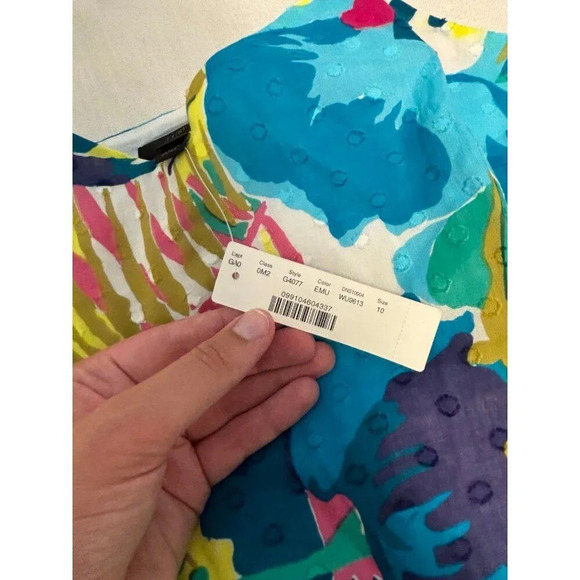 J. Crew Floral Tropical Peplum Tie Shoulder Tank Size 10 NEW - Picture 3 of 7